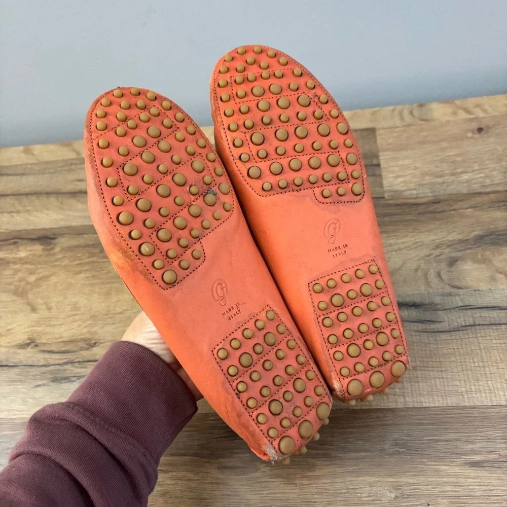 M.Gemi Leather Driving Moccasin Slip On Loafers Light Orange - Picture 7 of 8